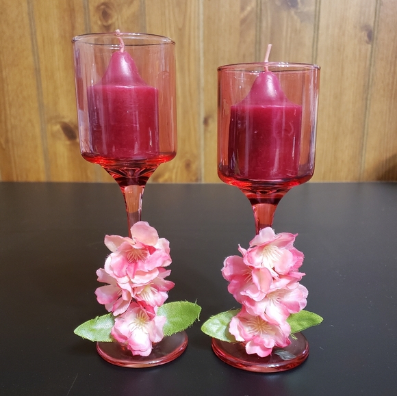 Accents Handmade Red Stemmed Votive Candle Holder Set Poshmark